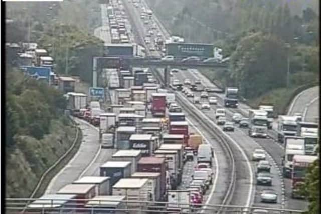 Queues are stretching back for five miles (credit Highways England)