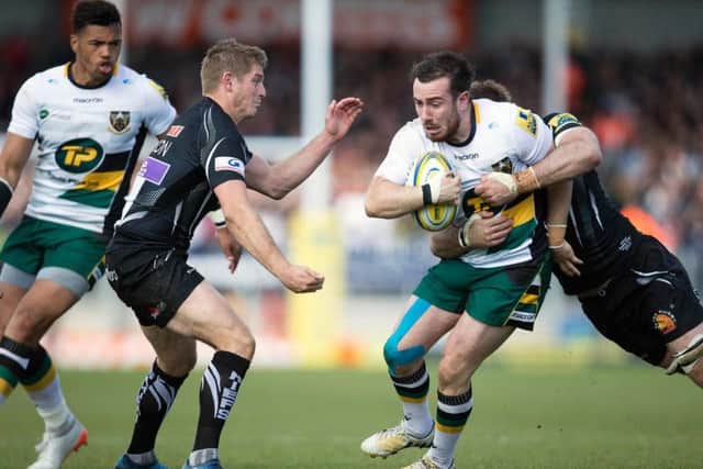 JJ Hanrahan scored Saints' opening try at Sandy Park