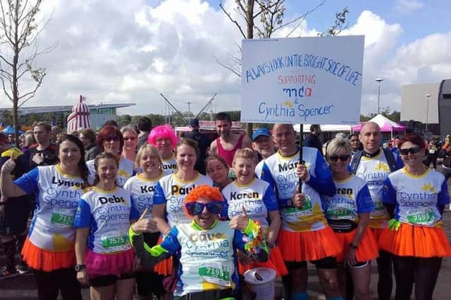 The Northampton Roadrunners team with David Solomon at the Milton Keynes half marathon.