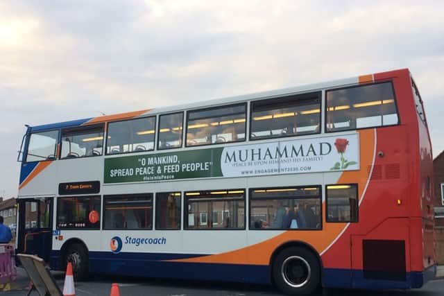 The bus banners are set to remain in place for another week and have so far had a positive reaction from the Muslim community.