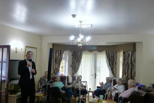 Carl singing at Oak Lodge Care Home in Duston. Picture by: Ellen Abrahart.
