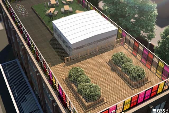 An artist's impression of how the roof terrace will look