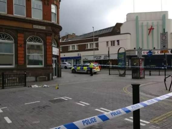 The scene was cordoned off in Abington Street at the weekend.