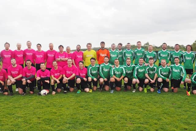 Teams representing Avon and Carlsberg met on the football field to raise money for the county-based breast cancer charity, Crazy Hats