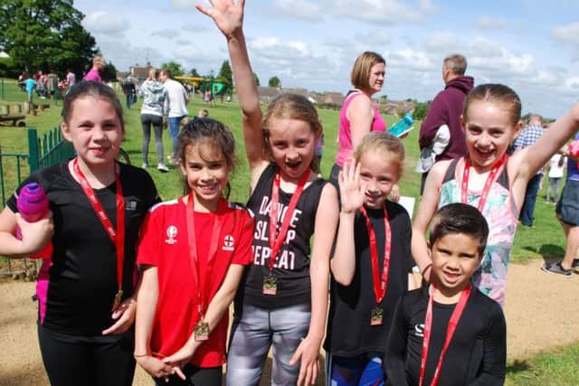 Six eager young runners at the Northampton 'mini marathon'.
