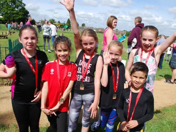 Six eager young runners at the Northampton 'mini marathon'.