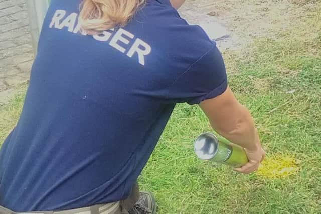 Country park rangers will be spraypainting dog poo yellow to highlight the issue.