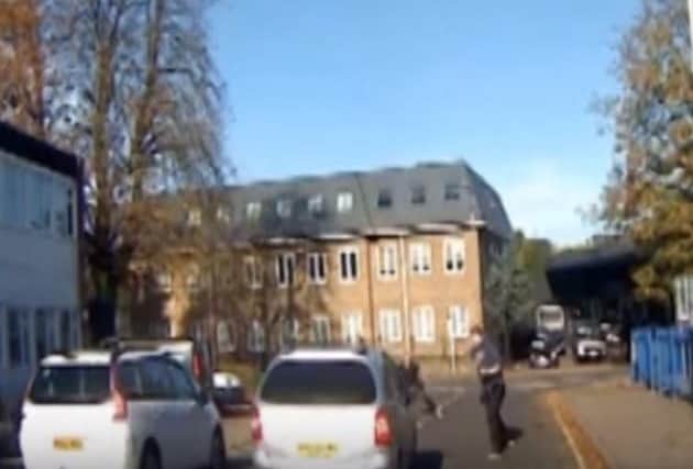 CCTV footage shows robbers running over Mr Ambrose as they try to make their getaway in Potters Bar.