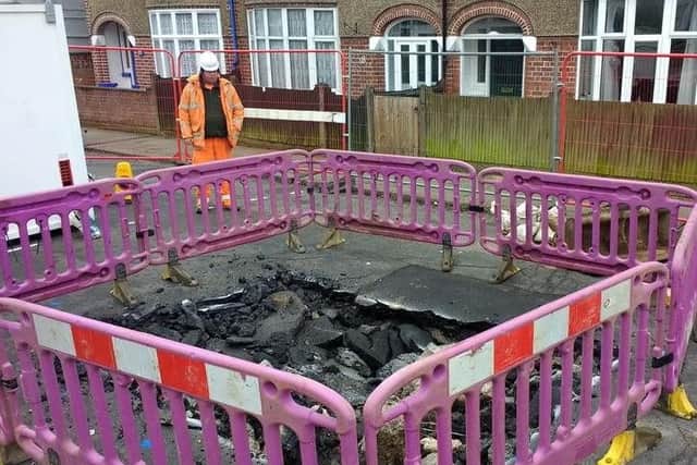 The first sinkhole was repaired after it eventually spread to around 6ft in width.