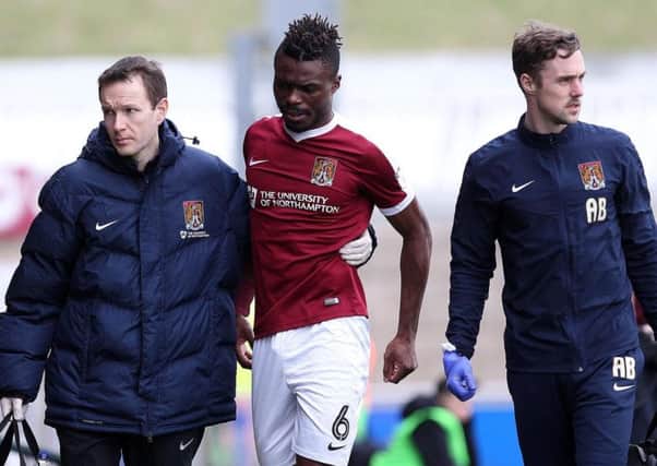 Gaby Zakuani's last game for the Cobblers saw him get injured in the 2-1 win over Charlton on March 4