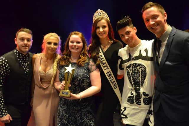 (From left to right): Organiser Tommy Gardner, Beth Marshall, winner Kara Hamer, Stefanie Williams, Sario Solomon and host Aaron Williams. Photo credit: Paul Odams