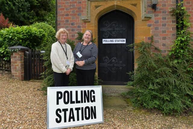 Retired Rosemary Daniel (left) is the presiding officer of the polling station at the home of June Thomas, (right). Winwick's tiny polling station is inside this house.