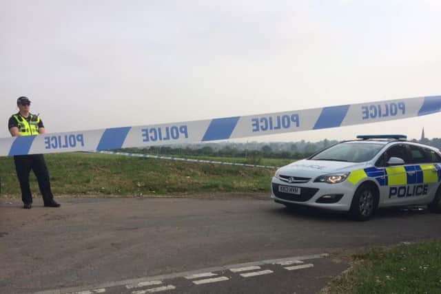 Police officers at the scene near Nene Way, Northampton, on Tuesday morning
