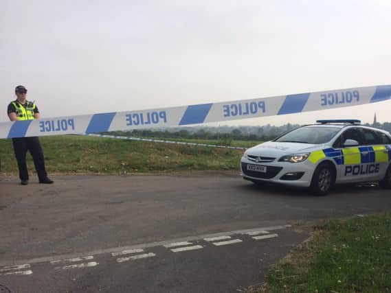 Police officers at the scene near Nene Way, Northampton, on Tuesday morning