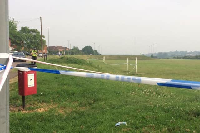 Police officers at the scene near Nene Way, Northampton, on Tuesday morning