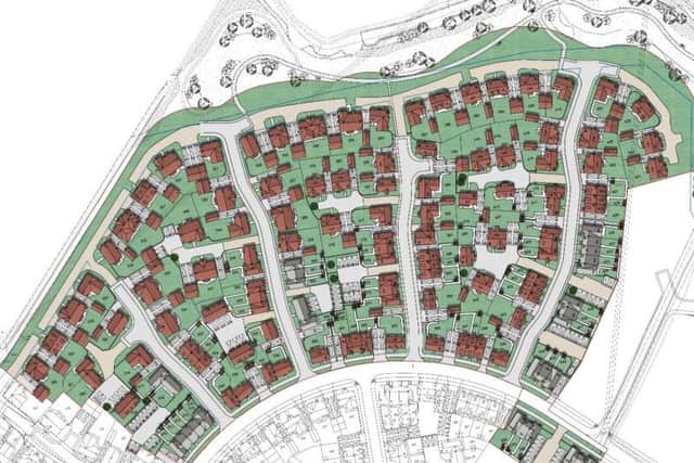 An outline map of the new homes planned for Brackley