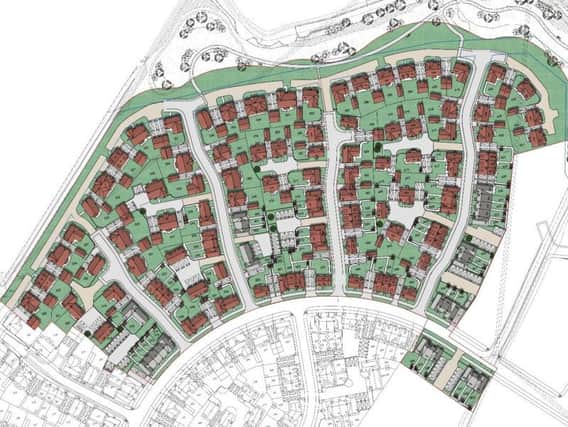 An outline map of the new homes planned for Brackley