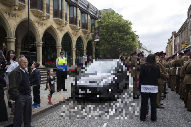 The car caused some disruption after it was left parked in a bay outside the Guildhall.