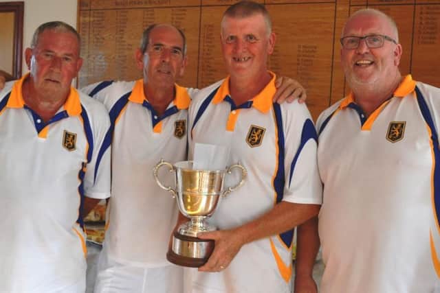 The Abington team celebrate their Harris Cup victory