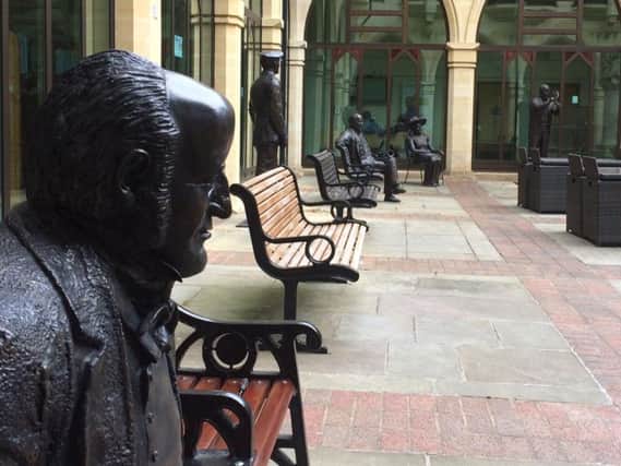 The new statues now the line the Northampton Borough Council Guildhall courtyard.