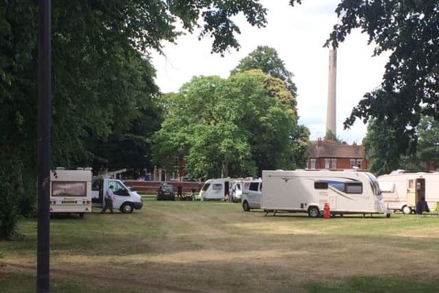 Around 10 caravans and accompanying vehicles are currently parked in Victoria Park.