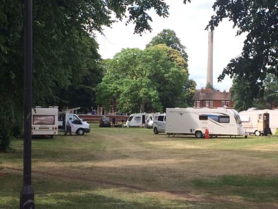 Around 10 caravans and accompanying vehicles are currently parked in Victoria Park.