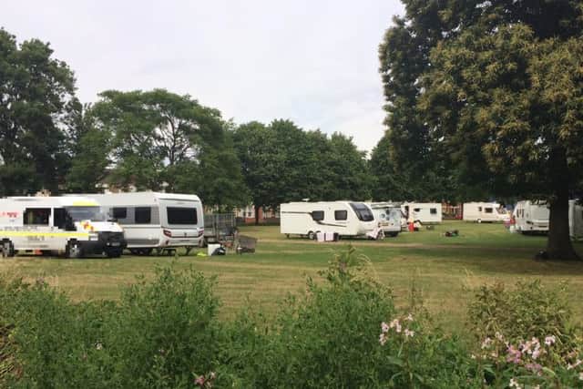 Around 10 caravans and their accompanying vehicles have been on Victoria Park for four days.