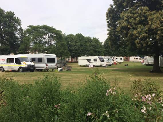 Around 10 caravans and their accompanying vehicles have been on Victoria Park for four days.