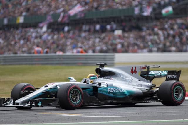 Lewis Hamilton on his way to victory at Silverstone on Sunday
