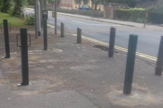 Some of the new bollards that have been installed at one of the entrances to the Racecourse. Picture: Harjit Singh
