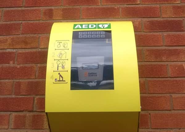 The new defibrillator in place
