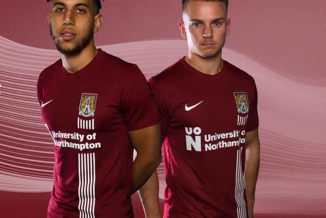 Daniel Powell and Sam Hoskins model the Cobblers' new home kit
