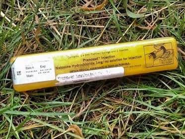 A needle package left near the scene.
