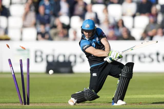 Joe Clarke loses his wicket to Richard Gleeson (Picture: Kirsty Edmonds)