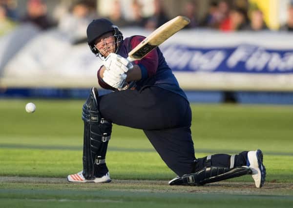 Richard Levi hits out during thr Steelbacks' win over Worcestershire at the County Ground (Pictures: Kirsty Edmonds)