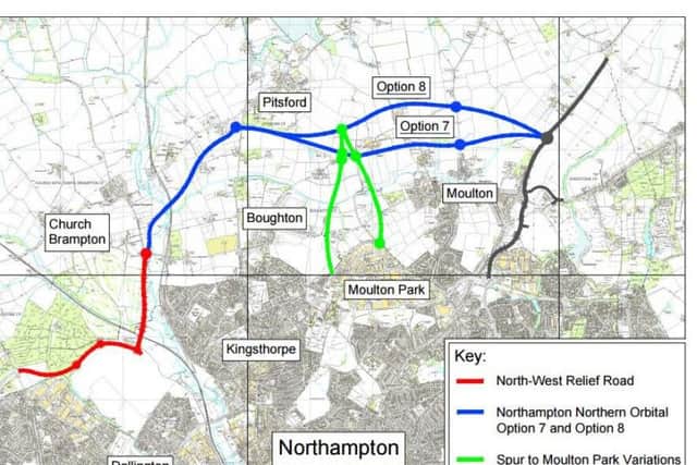A consultation is currently open for the path of the Northern Orbital Road (Blue).