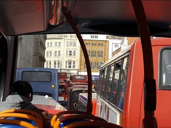 The Drapery during a particularly bad traffic jam. The borough council says it will be keeping a close eye on street and the area surrounding North Gate Bus Station.