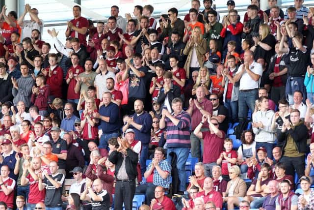 Some of the 1,053 Cobblers fans who made the trip to Shrewsbury