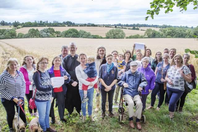 Campaigners against the orbital route at Church Furlong Farm, Moulton Lane, Boughton, which they fear will be developed if the major bypass is built.