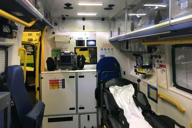 Inside one of the ambulances