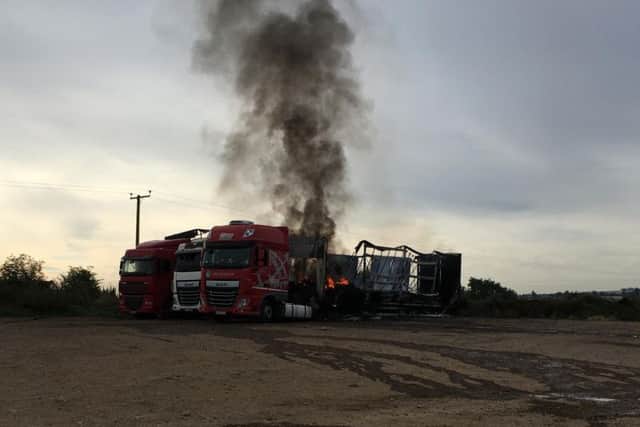 Fire crews are still damping down the blaze at the Red Lion truckstop this morning.
