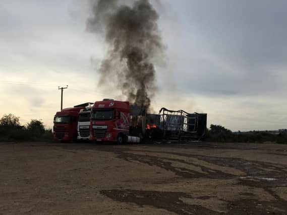 Fire crews are still damping down the blaze at the Red Lion truckstop this morning.