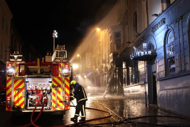 Firefighters from around the county attend the blaze at The Fat Cat club in Bridge Street ENGNNL00120120121183013