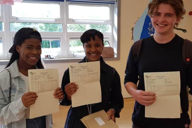 From left to right Michelle Mujuru (who will be studying Adult Nursing at Northampton), Martha Conteh (Law at Liverpool University) and Owen Whitney (History at Reading University).