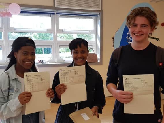 From left to right Michelle Mujuru (who will be studying Adult Nursing at Northampton), Martha Conteh (Law at Liverpool University) and Owen Whitney (History at Reading University).