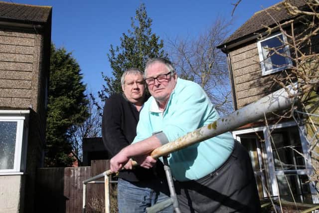 Shaun Oakey and Richard Crow in Toms Close, Collingtree, back in 2015. The men said they were being forced out of their homes so the council could develop the site.