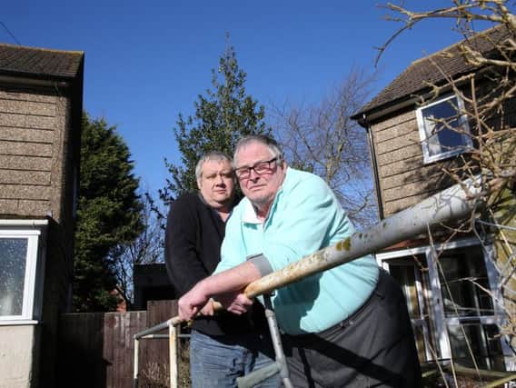 Shaun Oakey and Richard Crow in Toms Close, Collingtree, back in 2015. The men said they were being forced out of their homes so the council could develop the site.