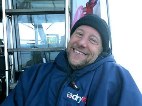 Jean-Michel was tired but happy after completing the challenge. His puffy face is typical of Channel swimmers given the time spent in the water.