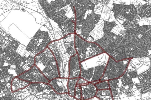 The red lines indicate the boundaries of the new AQMA. They stretch across the entire town centre.