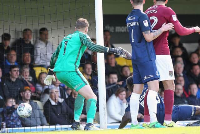Leon Barnett's shot finds the back of the Southend net